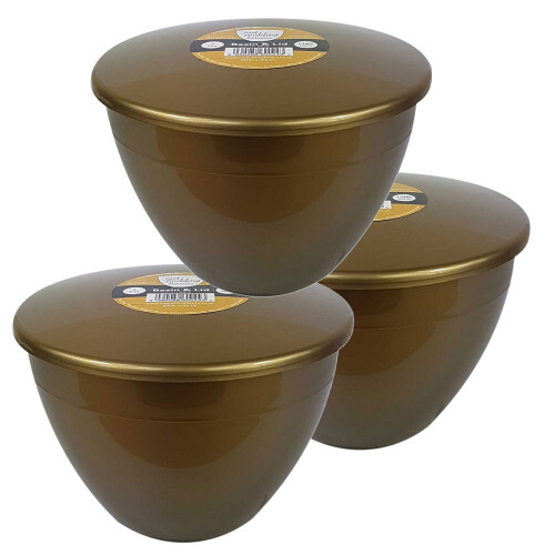 (Gold) 2 Pint Plastic Steamed Pudding Basins with Lids