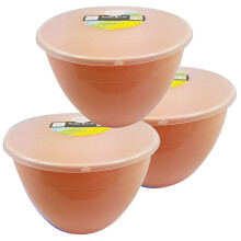 (Peach) 2 Pint Plastic Steamed Pudding Basins with Lids