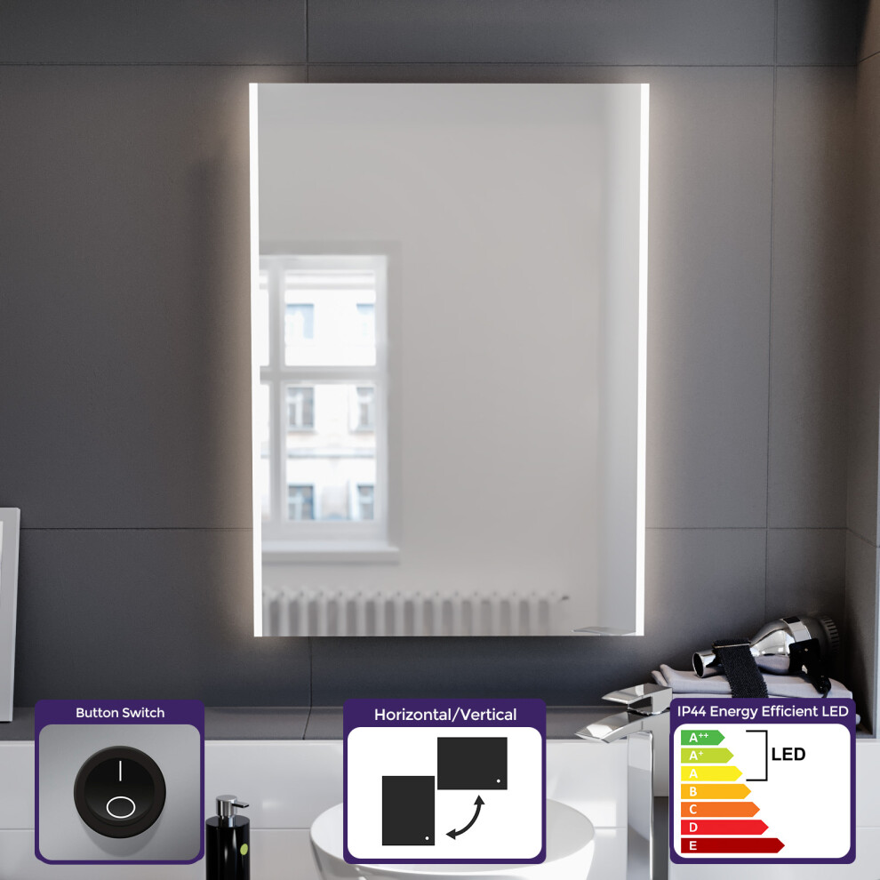 Nes Home Mila Large Battery Operated Led Backlit Illuminated Bathroom Mirror