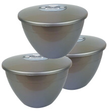 (Silver) 2 Pint Plastic Steamed Pudding Basins with Lids