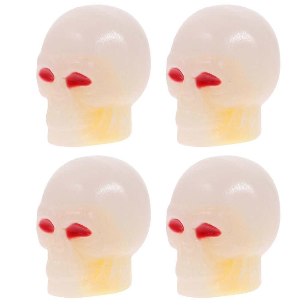 (As Shown, One Size) 4Pcs Tire Caps Luminous Skull Shape Bike Tyre Dust Caps Car Tire Pressure Caps 5453679716225