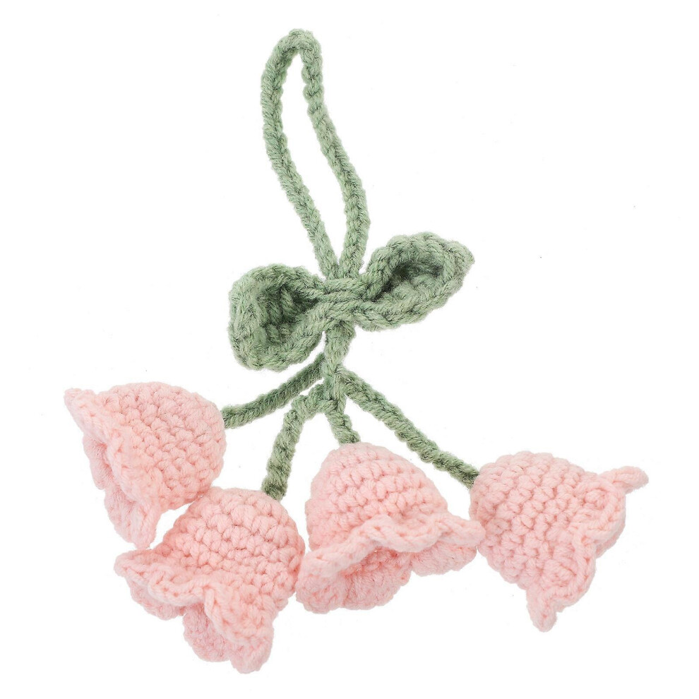 Kricely (As Show, One Size) Crochet Knitting Convallaria View Mirror Charm Car Mirror Hanging Ornament Bag Decor