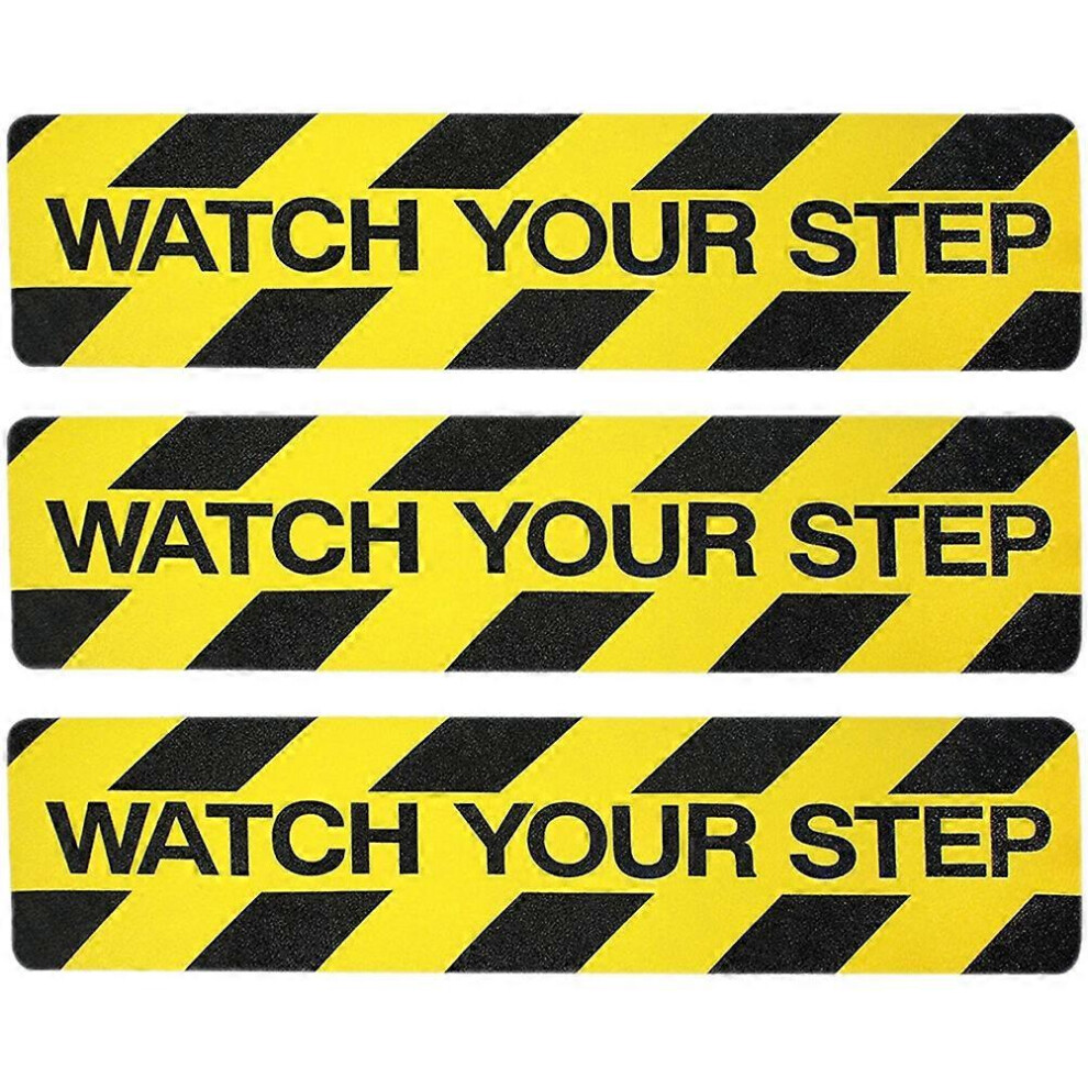 Kricely (As Show, One Size) 3Pcs Watch Your Step Floor Tape Caution Warning Sticker Nonskid Floor Sticker Floor Warning Tape