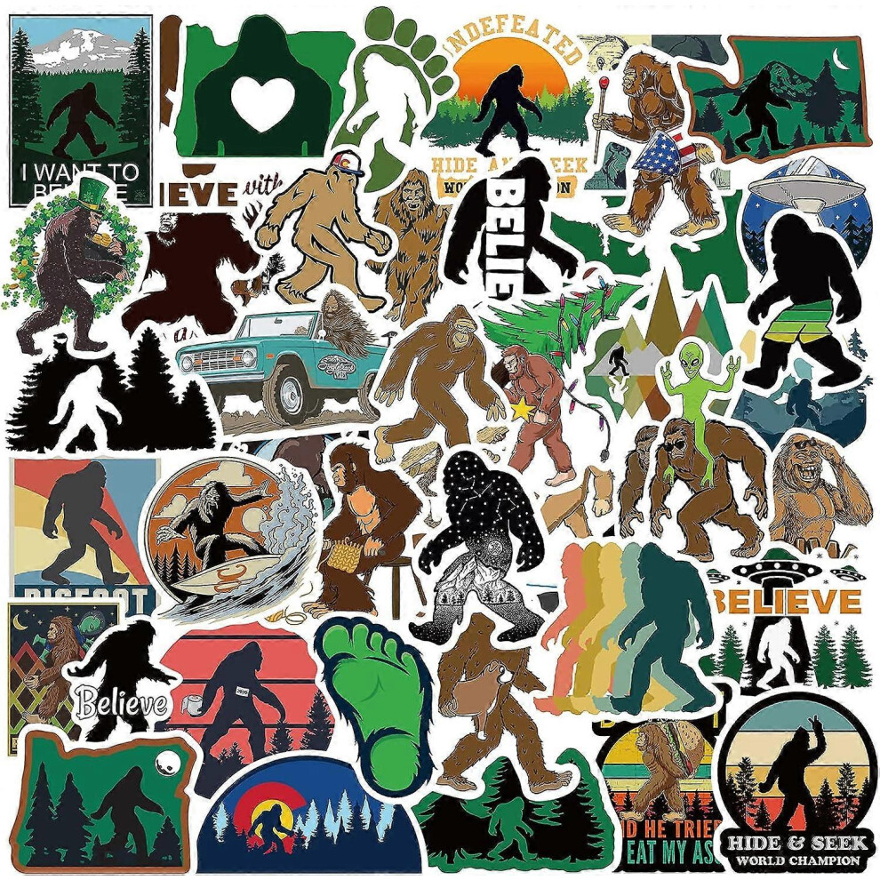 Konhill (As Show, One Size) Sasquatch Forest Stickers,50Pcs Waterproof Vinyl Believe Stickers For Water Bottles Laptop Bumper Helmet Car