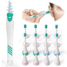 (white-XK-16pcs, One size) Ear Cleaner With Soft Silicone Ear Wax Remover Tool 16 Replacement Tips Spiral Earwax Cleaner Health Ear Cleaner Ear Care Tools