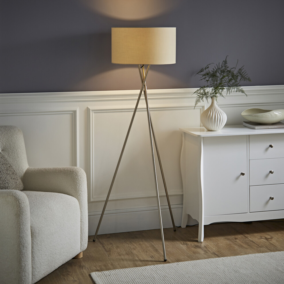 Camden Tripod Satin Silver Floor Lamp
