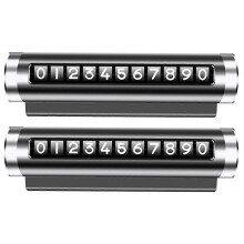 (As show, One size) 2pcs Car Phone Number Plate Rotatable Car Dashboard Parking Plate Accessory