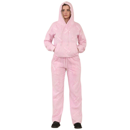 True Face (Pink, L) WomenTracksuit CrossAppliqueOversized Dropshoulder 2