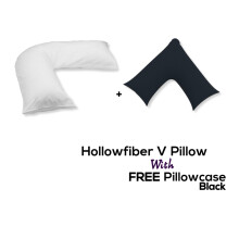 (Black) V Pillow With FREE V Pillowcase Polycotton Cover Orthopedic Neck & Back Support