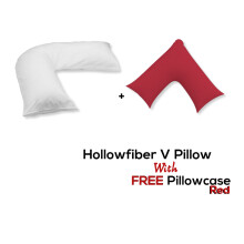 (Red) V Pillow With FREE V Pillowcase Polycotton Cover Orthopedic Neck & Back Support