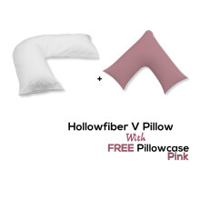 (Pink) V Pillow With FREE V Pillowcase Polycotton Cover Orthopedic Neck & Back Support