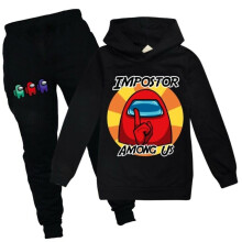 (Μαύρο, 7-8 ετών) Παιδικά Imposter Among Us Tracksuit Set Hoodie Sweatshirt Pants Lounge Wear Outfits