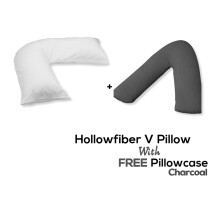 (Charcoal) V Pillow With FREE V Pillowcase Polycotton Cover Orthopedic Neck & Back Support
