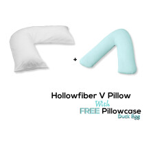 (Duck Egg) V Pillow With FREE V Pillowcase Polycotton Cover Orthopedic Neck & Back Support
