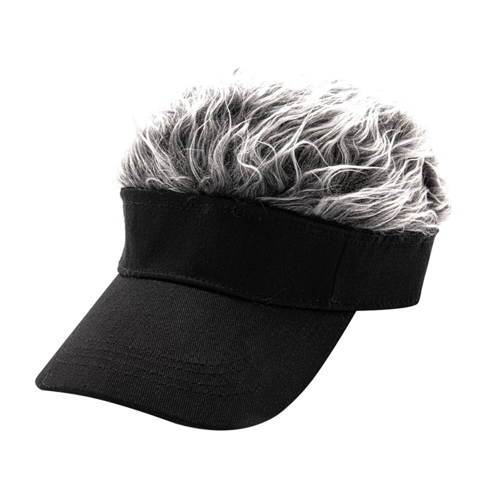 Exogio Hip Hop Baseball Cap Sun Snapback Hats Fake Hair Casquette Black+Gray