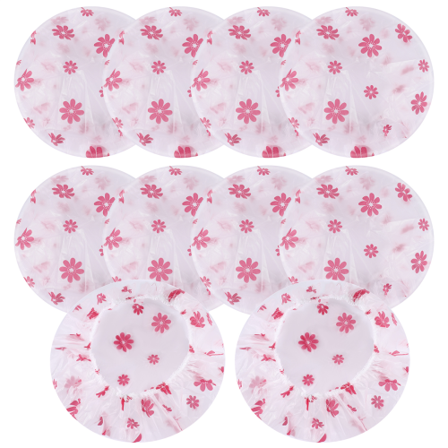10Pcs Waterproof Shower Cap Elastic Bath Hat for Women Reusable 2