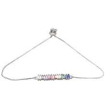 Zlatý dúhový barový náramok Crystal Girls nastaviteľná retiazka strieborná