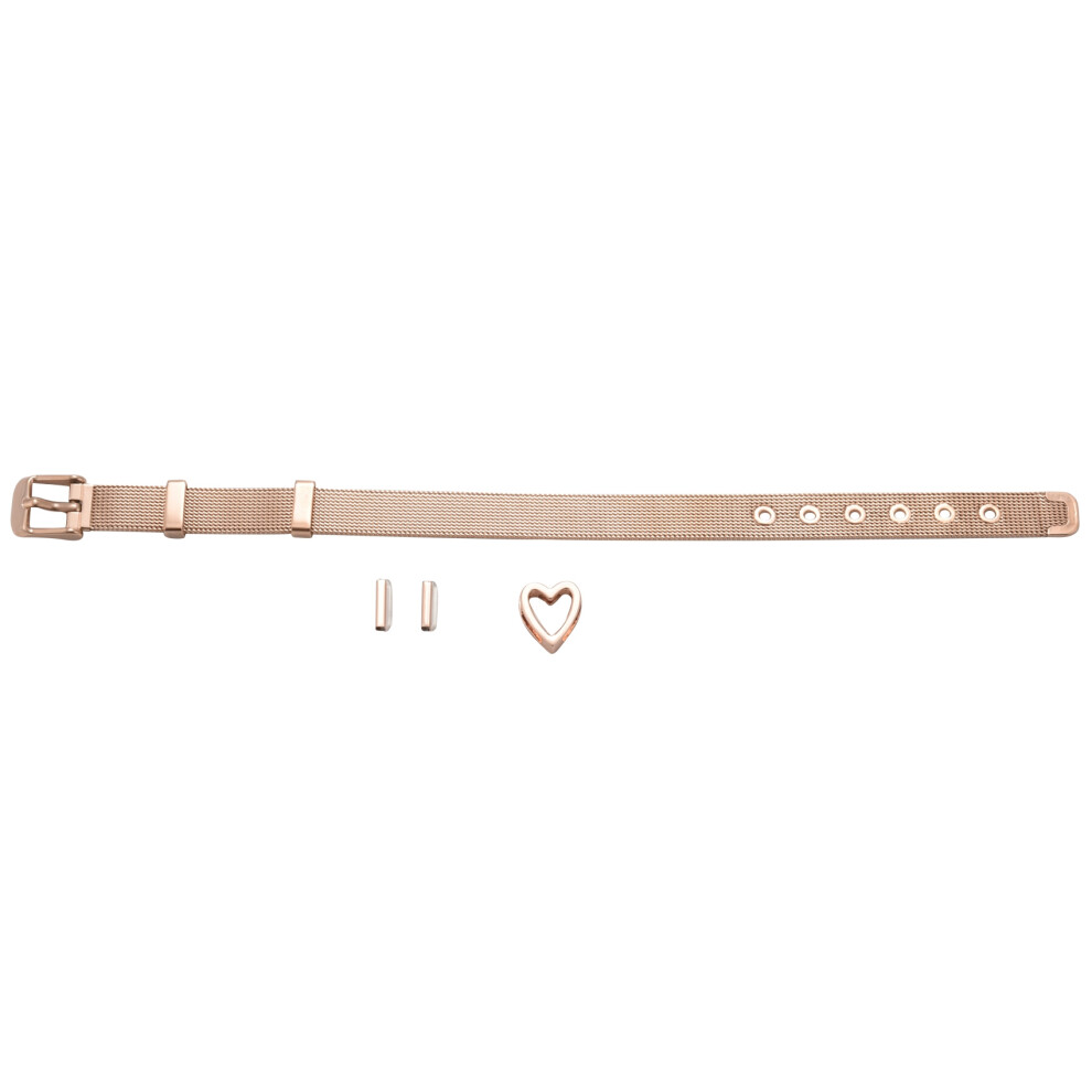 Bracelet with Heart Slide Charm Steel Wrap Bracelets Rose Gold