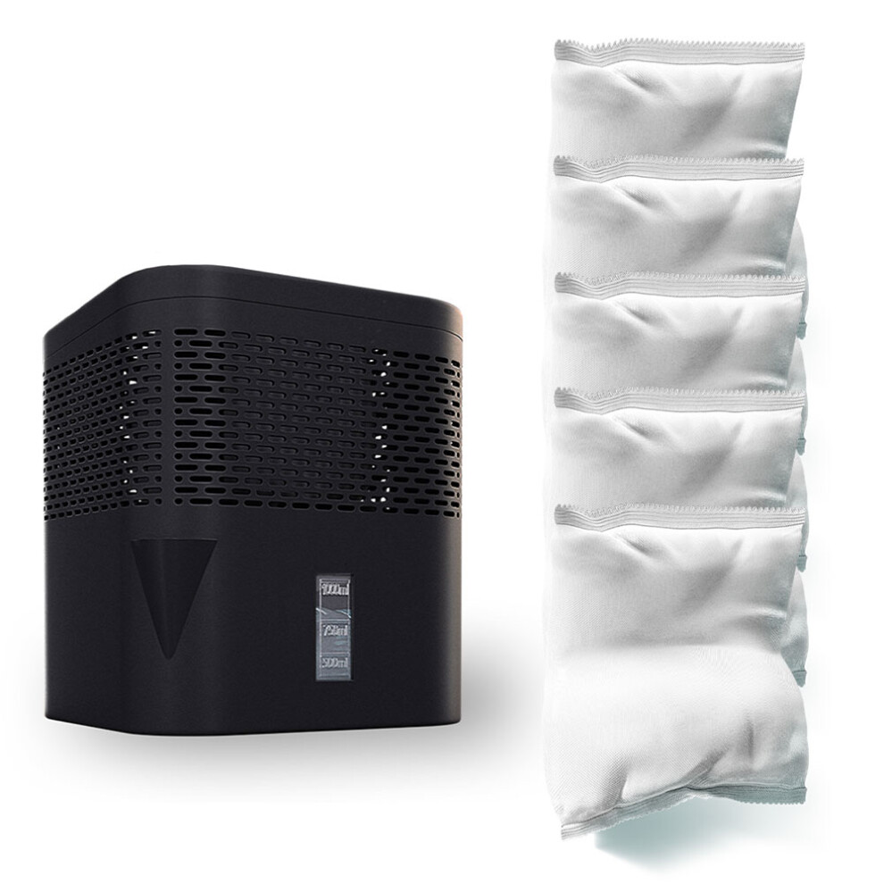 Bonaura (Black) Airone Lite Automatic Dehumidifier / No Electricity Needed / 1L Capacity / Pour Spout & Level Indicator