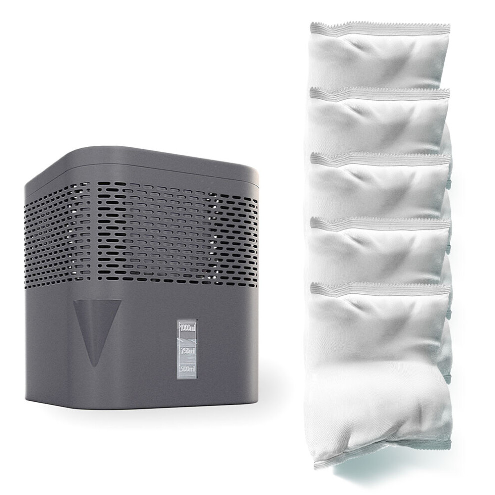 Bonaura (Grey) Airone Lite Automatic Dehumidifier / No Electricity Needed / 1L Capacity / Pour Spout & Level Indicator