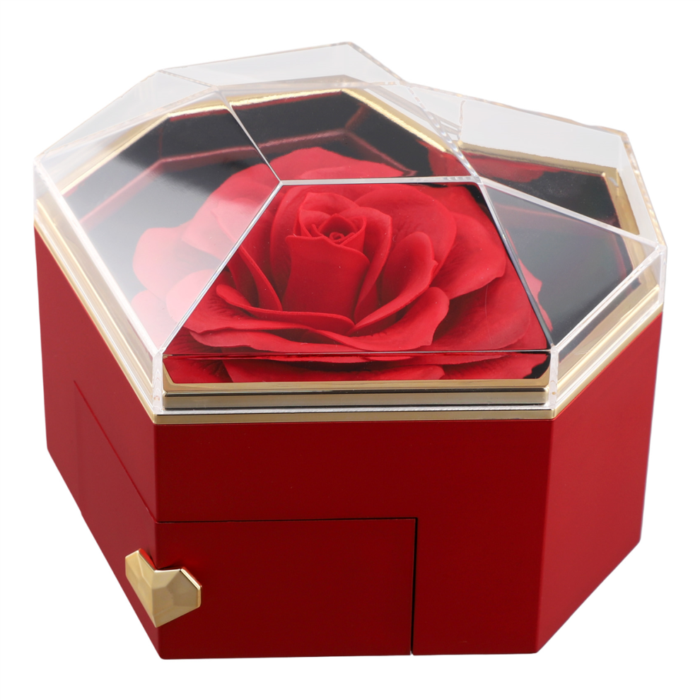 Tanabata Saint Valentin Coin Amour Fleur Éternelle Cadeau Boîte à Bague Clou D'Oreille Collier Roses de Rangement