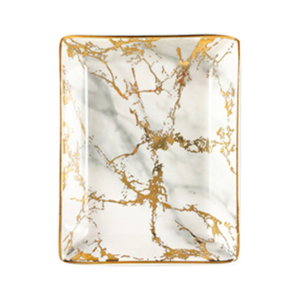 Plateau de Rangement en CéRamique Style Nordique Motif Marbre Rectangulaire DéCoration Pratique PréSentation , Or
