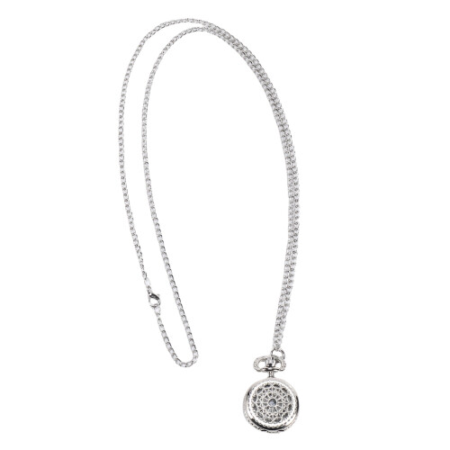 Montre Gousset Quartz Alliage Argent Pendentif Collier