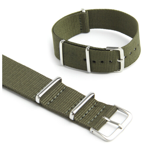 Watch Strap Nylon Canvas Mens Colour: Green Width:18mm 2