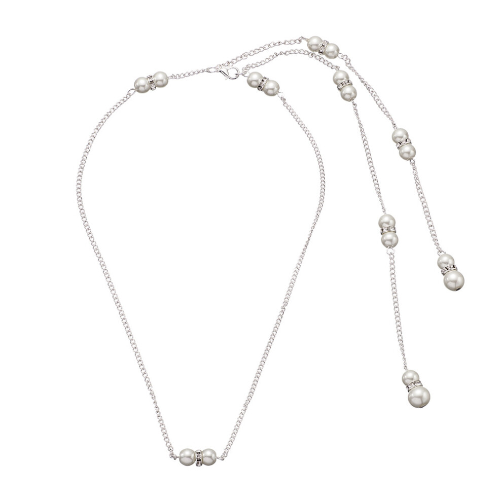 Collier de Toile Fond Pendentif En Cristal Verre Goutte D'Eau Chaîne Dos Perle Mariage Mariée Long Robe Nu