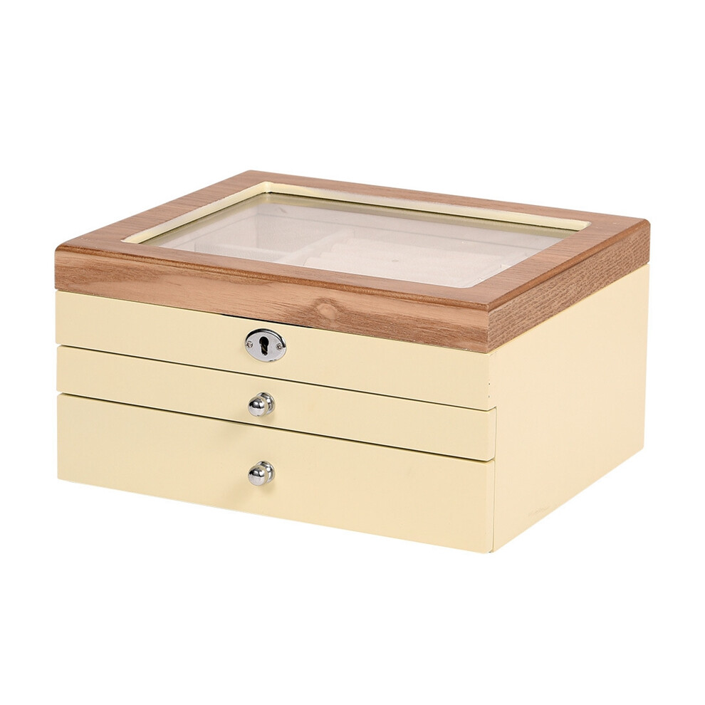 BoîTe à en Bois le Style RéTro Grand Multicouche Cadeau de Vacances Mariage Organisateur Maquillage la Rangement Cas Couleur Du