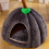Cat Cave Bed,Cat Tent with Removable Cushion Orange Red S 5