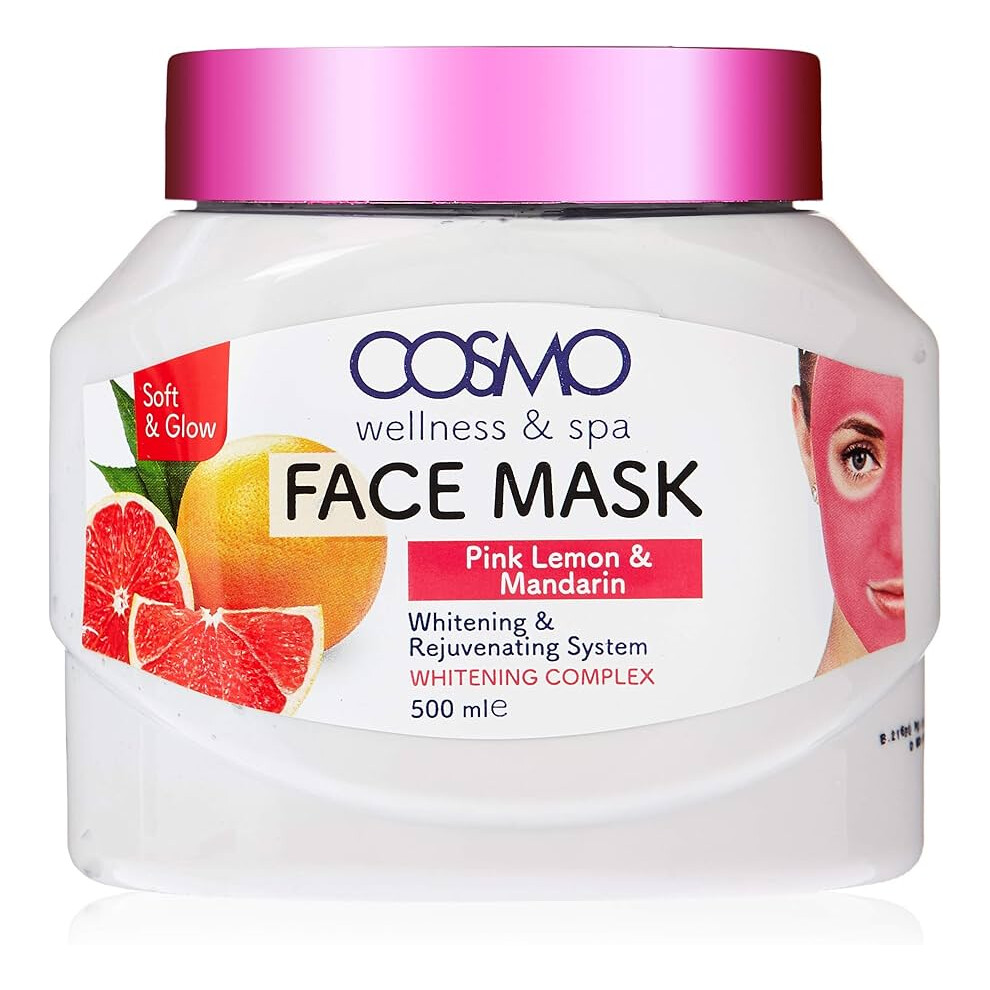 Cosmo Wellness & SPA Pink Lemon & Mandarin Face Mask 500mL | Refreshing Hydrating Mask | Revitalizing, Skin Detox & Rejuvenation