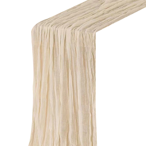 Cheesecloth Table Runner Boho Gauze for Wedding Beige 4Pcs 1