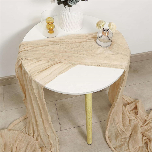 Cheesecloth Table Runner Boho Gauze for Wedding Beige 4Pcs 2