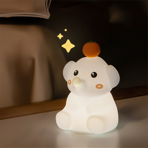 Cute Elephant Lamp, Silicone Night Light with 30 Minutes Timer,White 2
