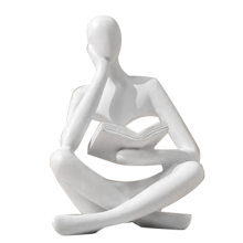Sculture di Pensatori, Statua in Resina Bianca Ornamento da Lettura, Decorazione Libri Moderni B