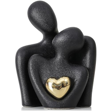 Mini Couple Statue TV Stand Decor Abstract Sculpture Black A