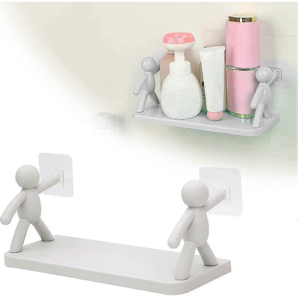 (As Show, One Size) Punching-Free Villain Storage Rack The Kitchen Toilet Receive Shelf, Floating Shelves Bathroom Wall Mounted Shelf, Bathroom Floati 5062994792212