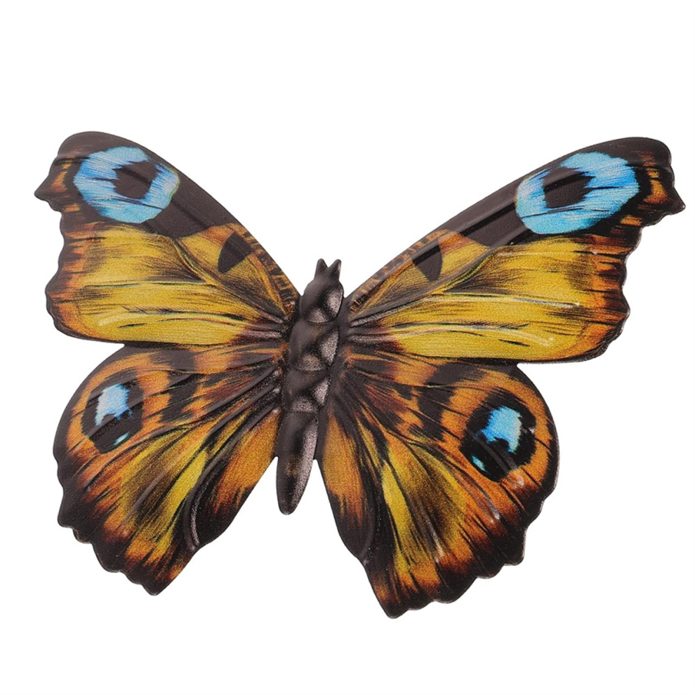 Décor Mural Extérieur Décoration Papillon Murale en Métal pour Clôture Mur Décorations Jaune