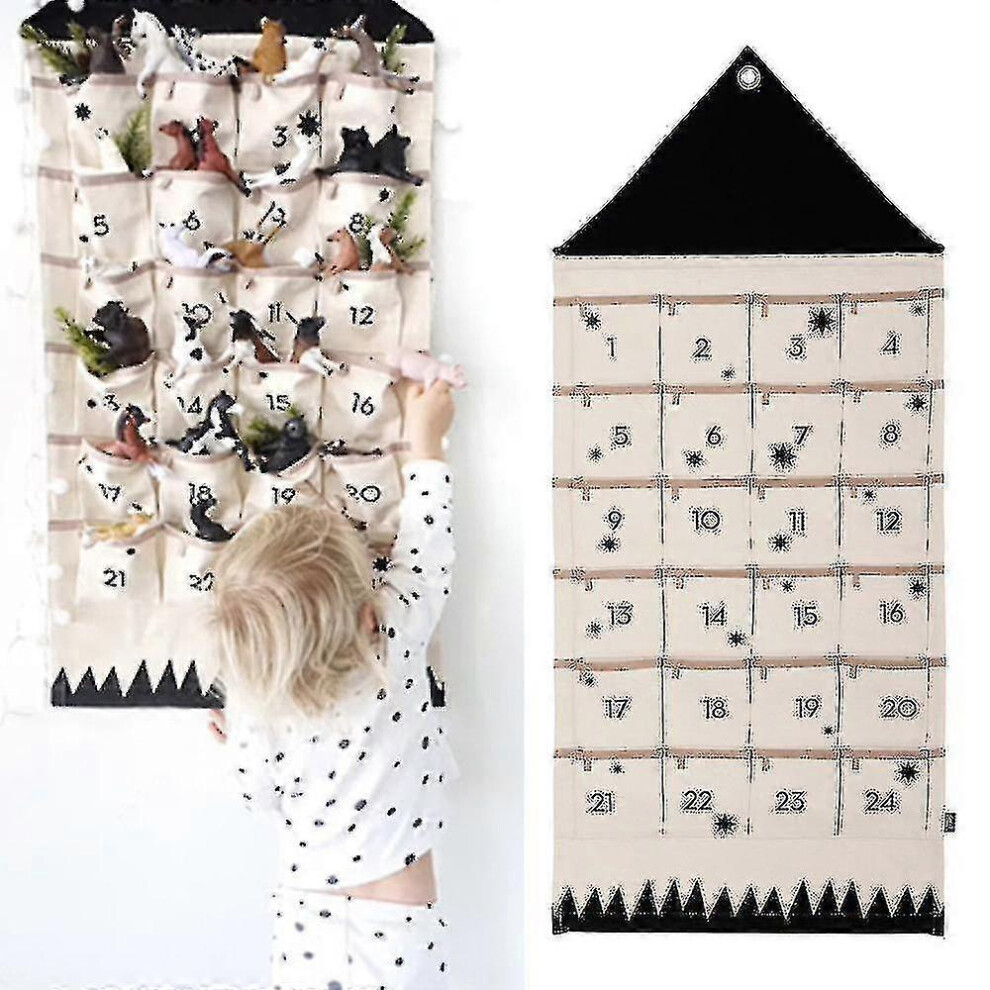 (As Show, One Size) 24 Advent Calendar Christmas Countdown Xmas Hanging Pockets Gift 5062994732478