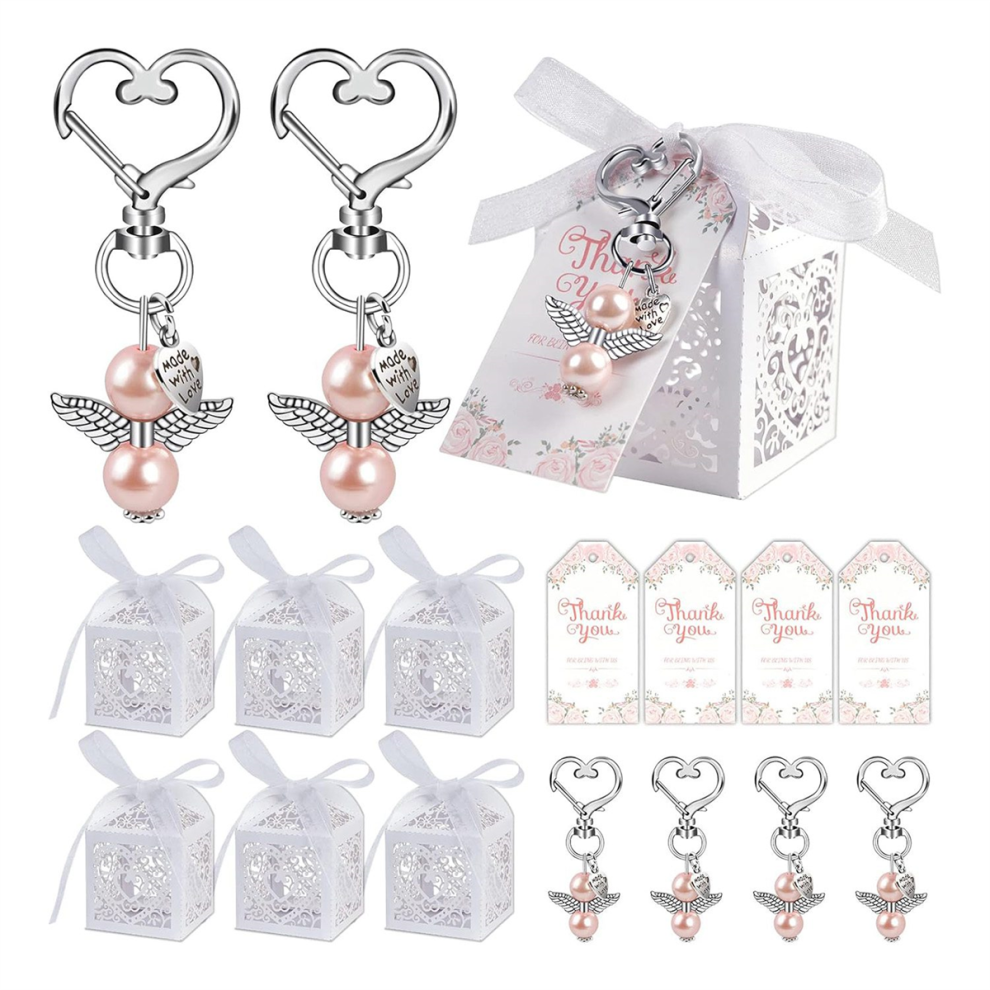 24Pcs Baby Shower Favors Including Cute Angel Keychains, Favor Boxes