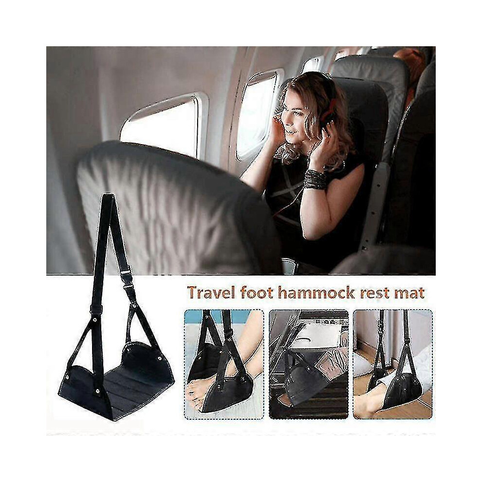 (As Show, One Size) Airplane Footrest Adjustable Foot Rest Feet Hammock For Plane Train Office Home 5063595946028