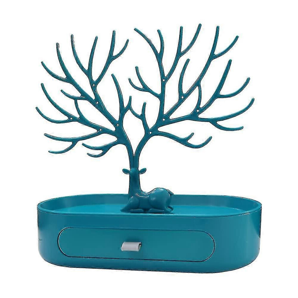 (Blue, One Size) Antlers Jewellery Stand, Necklace Storage, Jewellery Holder With Drawers, Earring Holder, Bracelet Stand, Jewellery Tree 5063595946035