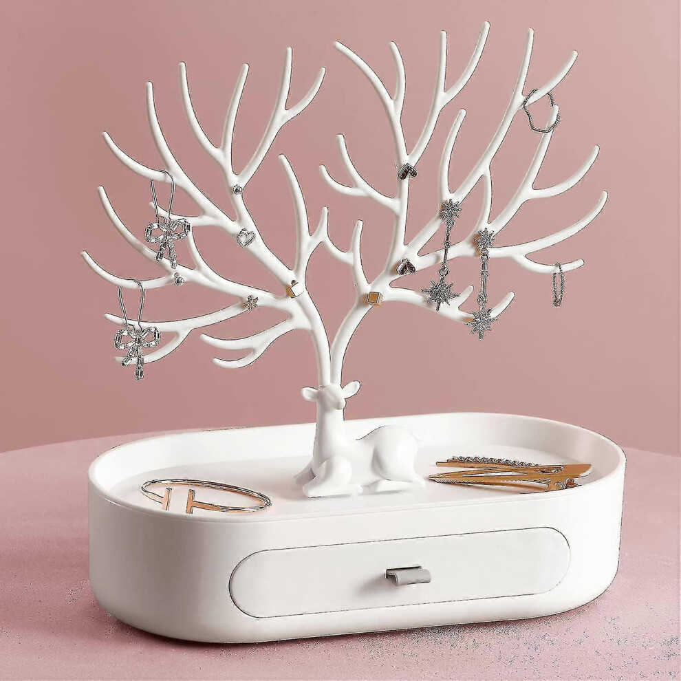 (White, One Size) Antlers Jewellery Stand, Necklace Storage, Jewellery Holder With Drawers, Earring Holder, Bracelet Stand, Jewellery Tree 5063595946066