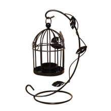 Candle Holder Hollow Out Bird Cage Hanging Candlestick Lantern, B