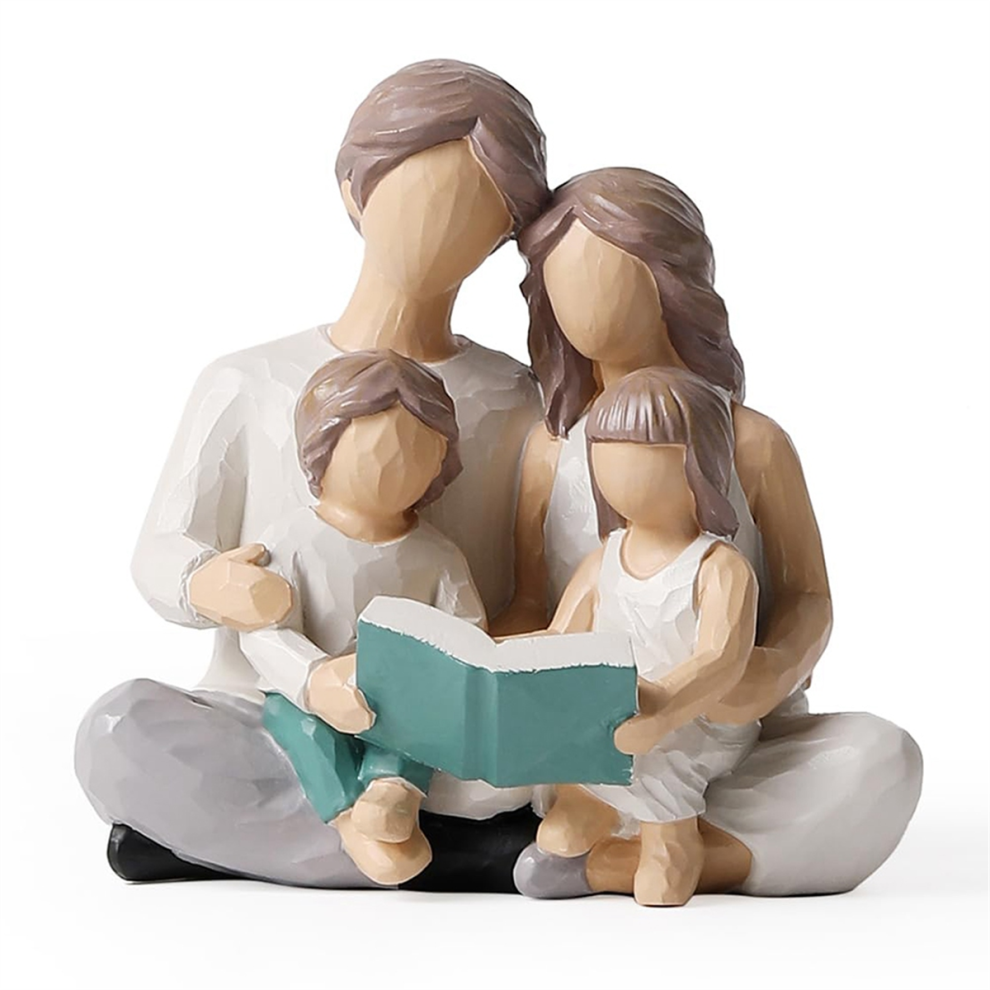 Family of 4 Reading Book Figurines, Home Decoration-image-OPC-PG8H5D8-NEW
