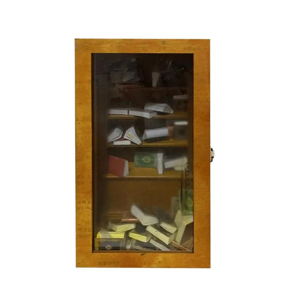 BibliothèQue Miniature de Poche pour L'AnxiéTé, Petite Livres en Bois, Anti-Stress, éTagèRe Table avec 80