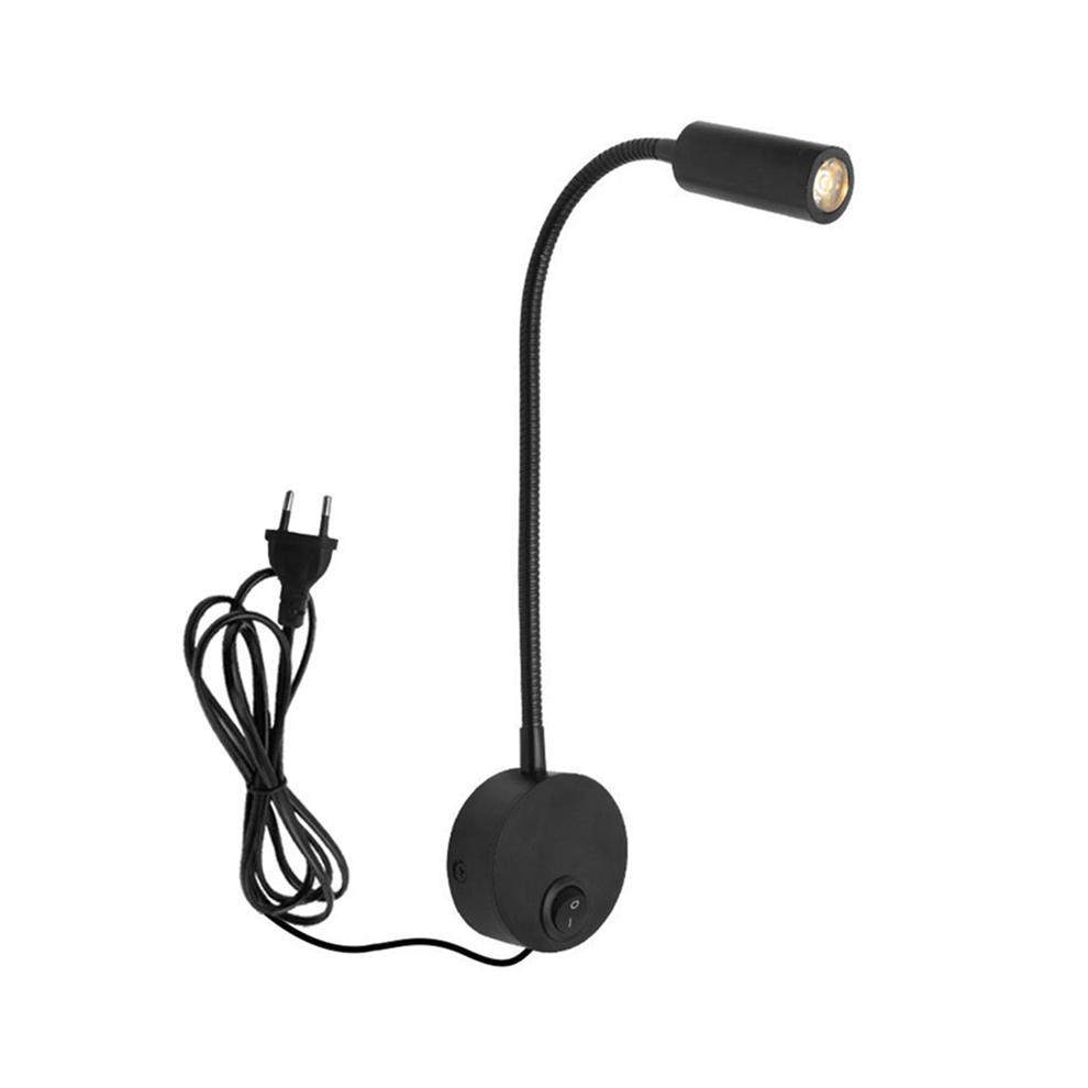 L?Mpara De Lectura Montada En La Pared Manguera Noche Interruptor Control Estilo Minimalista (Enchufe Negro Ue)-image