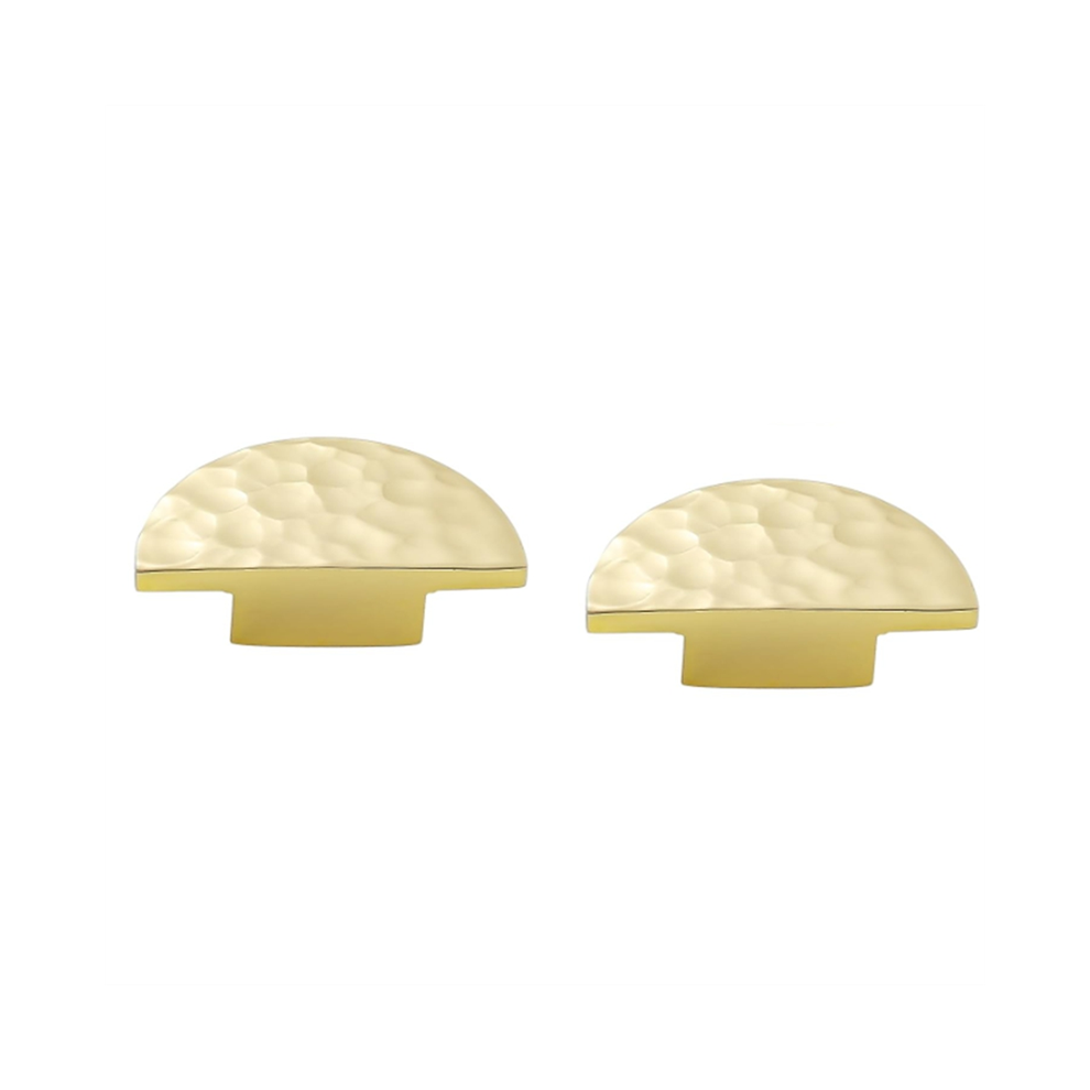 2Pack Solid Brass Cabinet Knobs, Semicircle Drawer Knobs