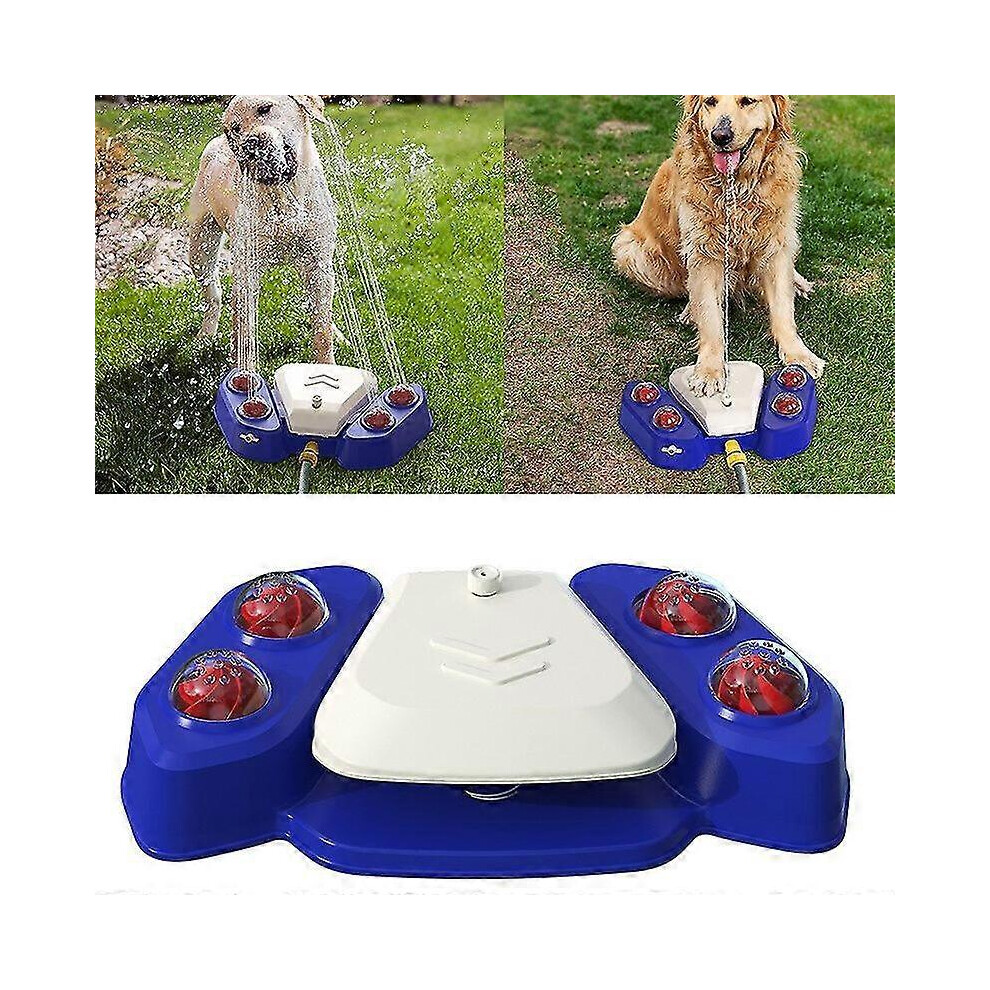 (Blue, One size) Dog Sprinkler Outdoor Canine Water Fountain Easy Paw Activated 2 Aqua Outlet Modes Hose Dispenser-image-OPC-PG8H5WG-NEW